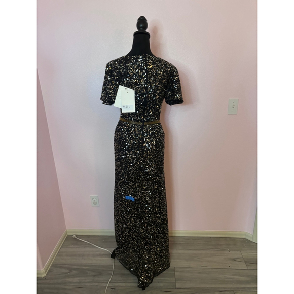 Women's Mac Duggal Dress Black Gold Size 6 - Picture 7 of 8